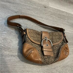 Coach Brown and Tan Shoulder Bag